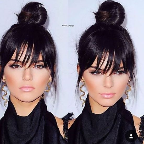 25 Hairstyles To Slim Down Round Faces Inside High Pony Hairstyles With Contrasting Bangs (View 21 of 25)