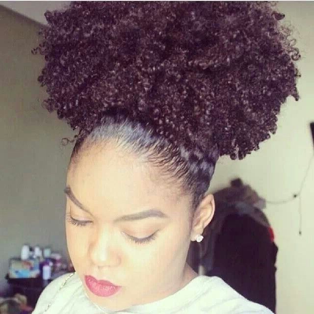 25 Updo Hairstyles For Black Women Inside Curly Blonde Afro Puff Ponytail Hairstyles (View 17 of 25)