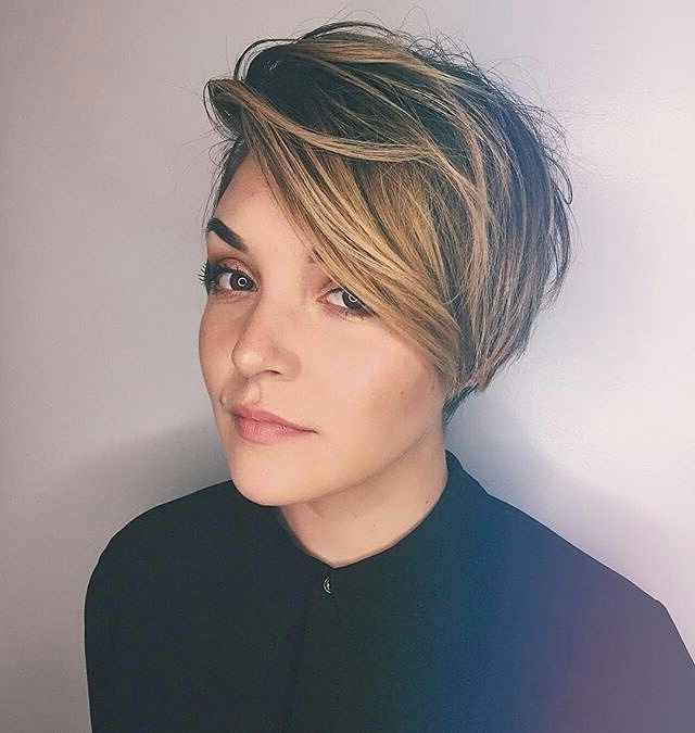 27 Hot Pixie Cuts To Copy In 2018 | Hairstyle Guru Inside Latest Side Parted Blonde Balayage Pixie Hairstyles (View 8 of 25)
