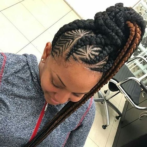 30 Beautiful Fishbone Braid Hairstyles For Black Women With Regard To High Ponytail Hairstyles With Jumbo Cornrows (View 16 of 25)