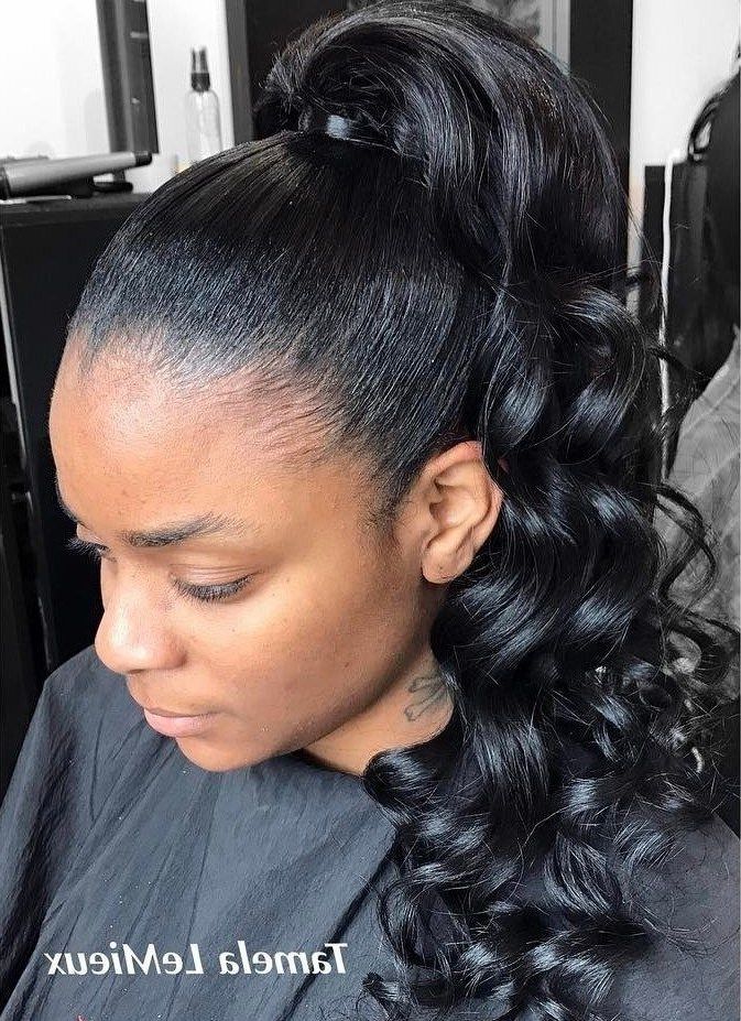 30 Classy Black Ponytail Hairstyles In 2018 | Hair | Pinterest Inside High Curled Do Ponytail Hairstyles For Dark Hair (View 1 of 25)