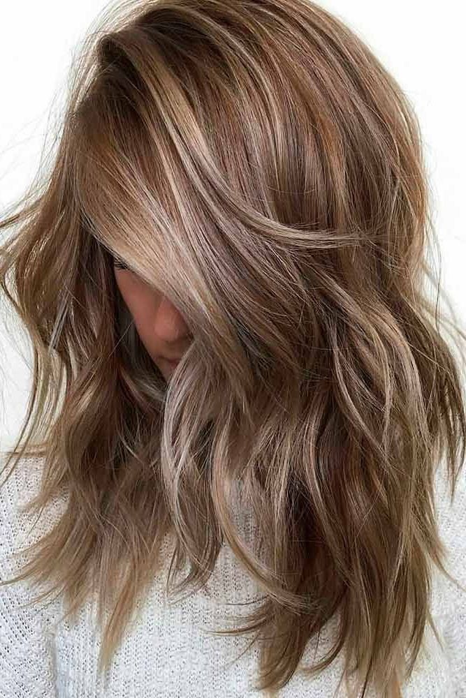 36 Chic Medium Length Layered Haircuts For A Trendy Look | Pretty Intended For Brown And Dark Blonde Layers Hairstyles (Photo 1 of 25)