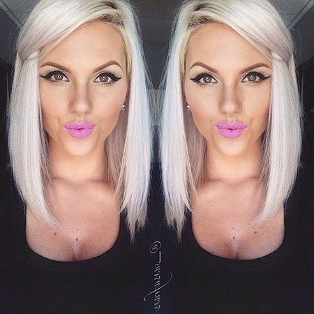 43 Short Platinum Blonde Hair Color Ideas – Blonde Hairstyles 2017 Intended For Long Blonde Bob Hairstyles In Silver White (Photo 24 of 25)