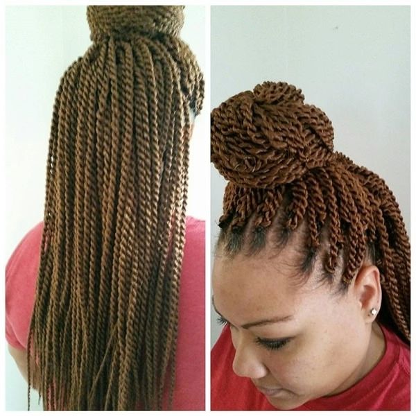45 Sexy Senegalese Twist Hairstyles – Bun & Braids With Cornrows And Senegalese Twists Ponytail Hairstyles (View 9 of 25)