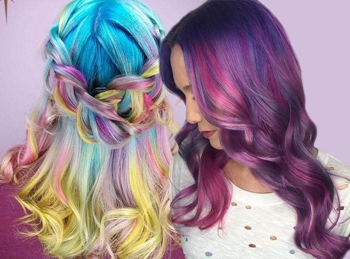 50 Bold Pastel And Neon Hair Colors In Balayage And Ombre | Fashionisers Within Voluminous Platinum And Purple Curls Blonde Hairstyles (Photo 23 of 25)