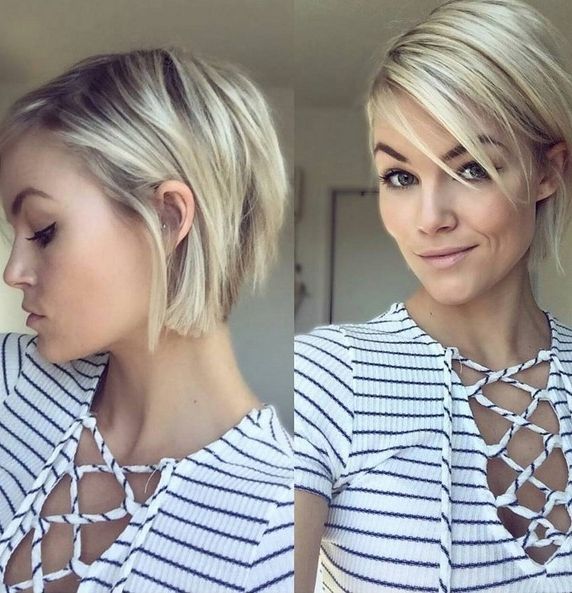50 Chic Everyday Short Hairstyles For Women 2018 – Pixie, Bobs,pageboy With Regard To Most Recent Blonde Pixie Hairstyles With Short Angled Layers (Photo 6 of 25)