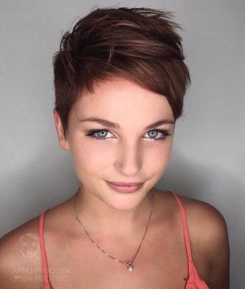 50 Pixie Haircuts You'll See Trending In 2018 Inside Latest Reddish Brown Layered Pixie Bob Hairstyles (Photo 8 of 25)