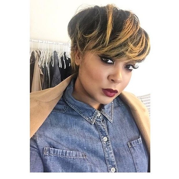 50 Short Hairstyles For Black Women | Stayglam Within Most Up To Date Long Honey Blonde And Black Pixie Hairstyles (View 2 of 25)