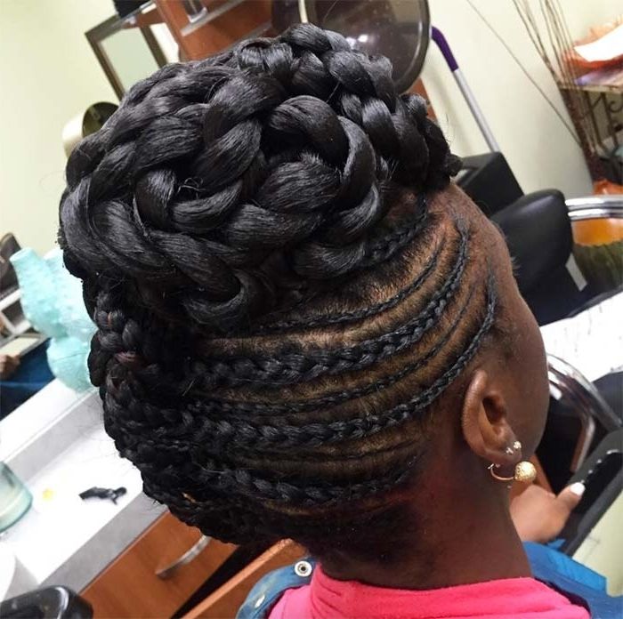 53 Goddess Braids Hairstyles – Tips On Getting Goddess Braids Regarding Reverse French Braids Ponytail Hairstyles With Chocolate Coils (View 13 of 25)