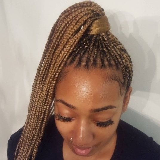 6 Instagram Approved Ways To Style Your Small Box Braids This Season For Cornrows And Senegalese Twists Ponytail Hairstyles (View 22 of 25)