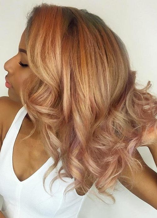 65 Rose Gold Hair Color Ideas For 2017 – Rose Gold Hair Tips For Golden Bronze Blonde Hairstyles (Photo 16 of 25)