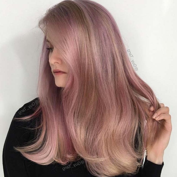 65 Rose Gold Hair Color Ideas For 2017 – Rose Gold Hair Tips Throughout Golden And Platinum Blonde Hairstyles (View 11 of 25)