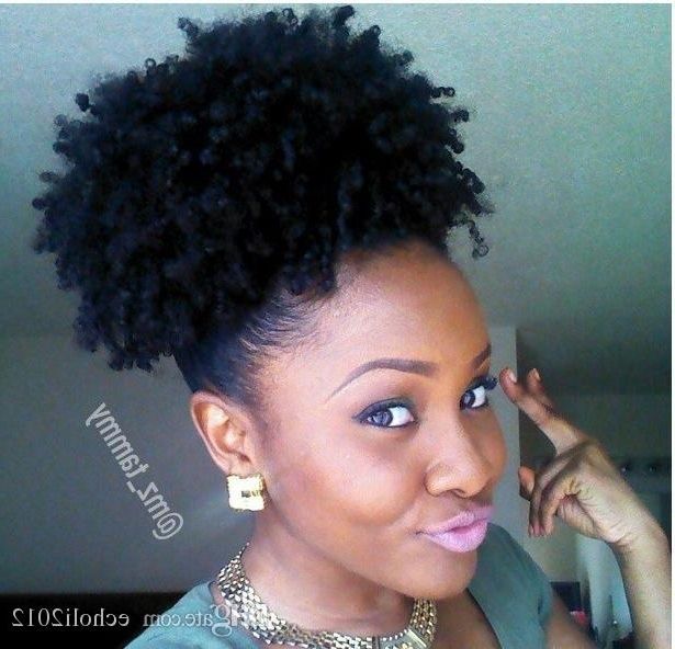 Afro Puffs Hair Pieces For Black Women Clip In Short Kinky Curly Jet Pertaining To Jet Black Pony Hairstyles With Volume (View 9 of 25)