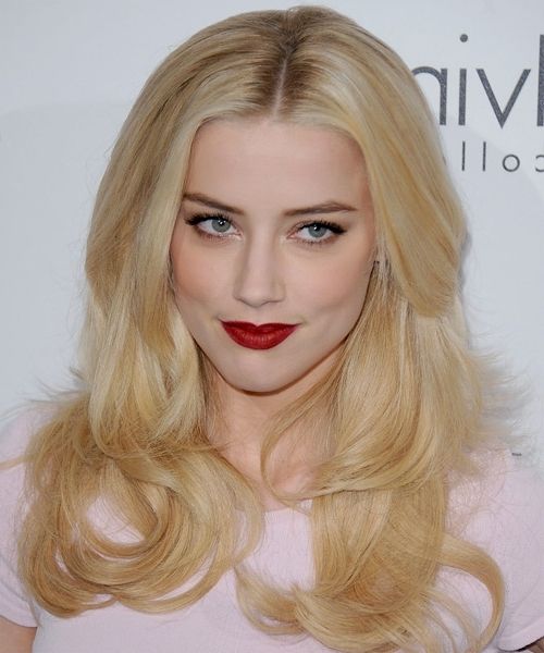 Amber Heard Long Straight Formal Hairstyle – Light Golden Blonde Within Amber And Gold Blonde Hairstyles (View 8 of 25)