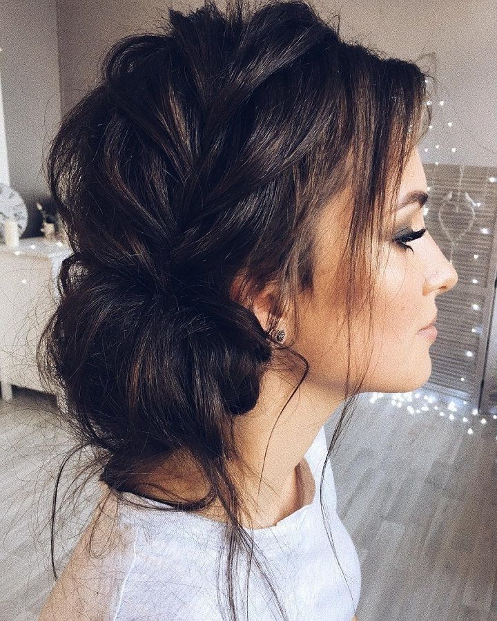 Beautiful Updo With Side Braid Wedding Hairstyle For Romantic Brides For Romantically Messy Ponytail Hairstyles (View 9 of 25)
