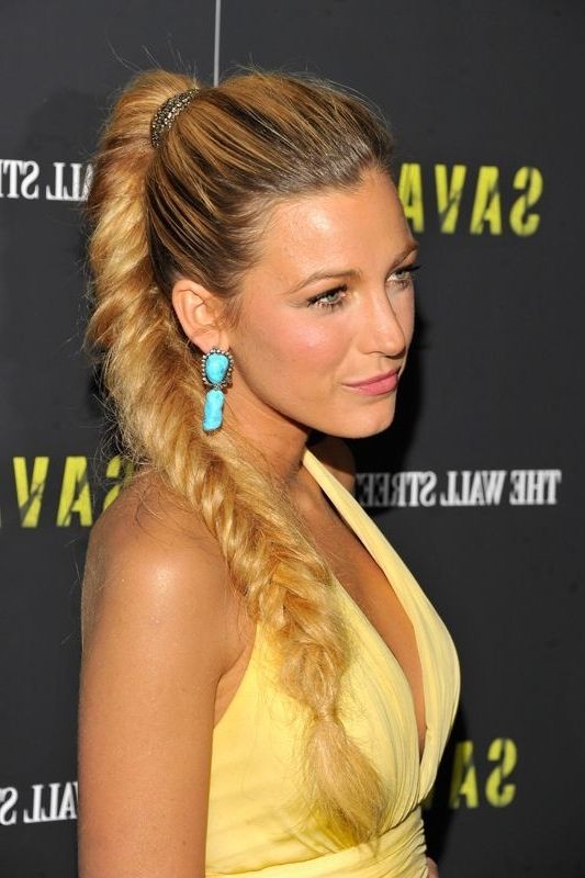 Blake Lively Can Do No Wrong, Including This Sleek Pony Braid With Regard To Sleek And Chic Ringlet Ponytail Hairstyles (View 7 of 25)