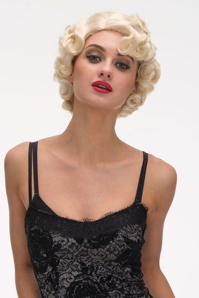 Blonde Wig, Short, Curled, Glamorous, 1920's Style: Diva : Short Wigs Intended For Glamorous Silver Blonde Waves Hairstyles (Photo 21 of 25)