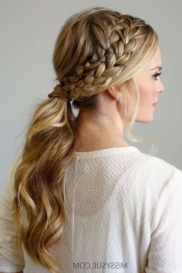 Braided Ponytail Hairstyles, Hair Braided Into A Ponytail Pictures Within French Braids Pony Hairstyles (View 14 of 25)