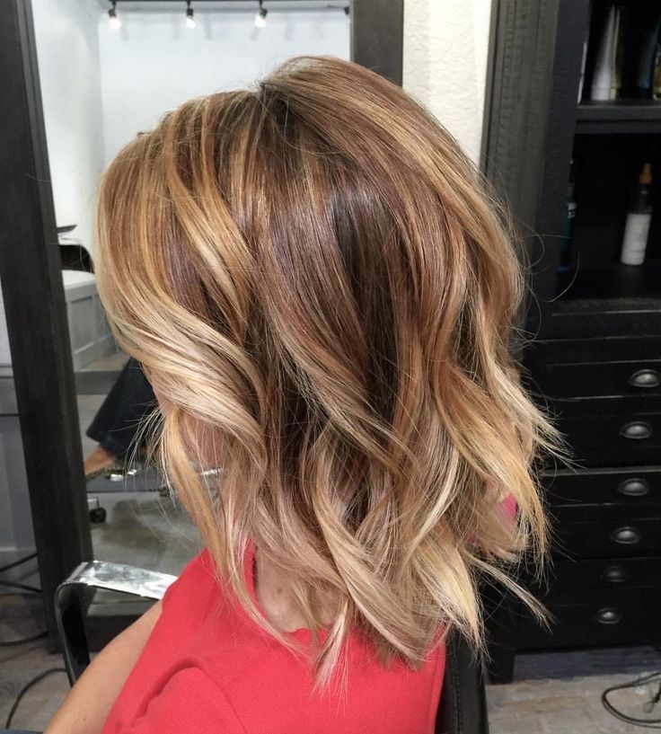 Brunette Balayage & Hair Highlights : Cute Hairstyle – Bronde Bob With Beachy Waves Hairstyles With Blonde Highlights (View 13 of 25)