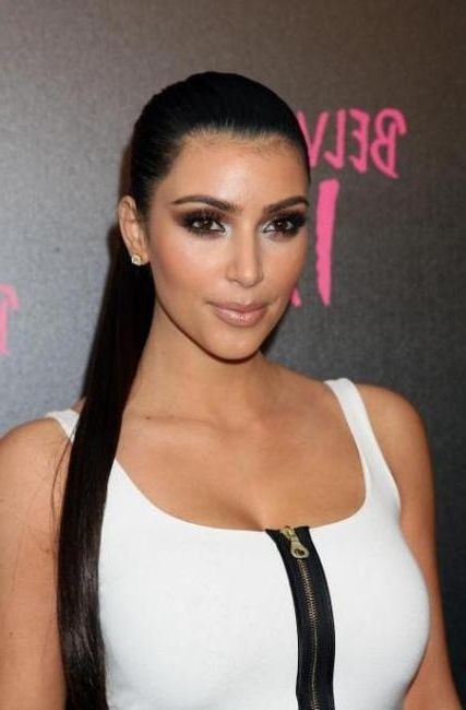 Celebrity Hairstyles – Kim Kardashian With A Ponytail / Coolspotters Throughout Tight And Sleek Ponytail Hairstyles (View 17 of 25)