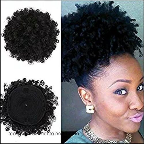 China Beauty Human Curly Hair Ponytail African American Short Afro With Curly Blonde Afro Puff Ponytail Hairstyles (Photo 22 of 25)