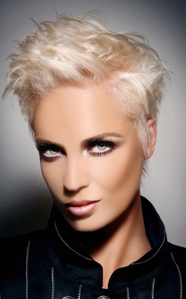 Cropped Short Hairstyles Images About Blonde Pixie On Pinterest With Regard To Cropped Platinum Blonde Bob Hairstyles (Photo 14 of 25)