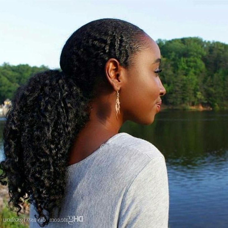 Drawstring Human Hair Ponytail Hairpieces Afro Kinky Curly Ponytail With Regard To Jet Black Pony Hairstyles With Volume (View 11 of 25)