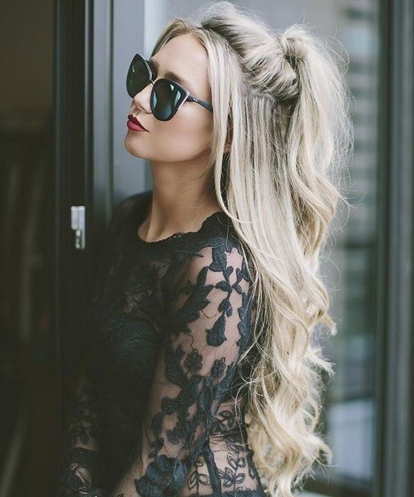 Half Ponytail Hairstyles For Curly, Wavy And Straight Hair (2018) Throughout Half Ponytail Hairstyles (Photo 22 of 25)