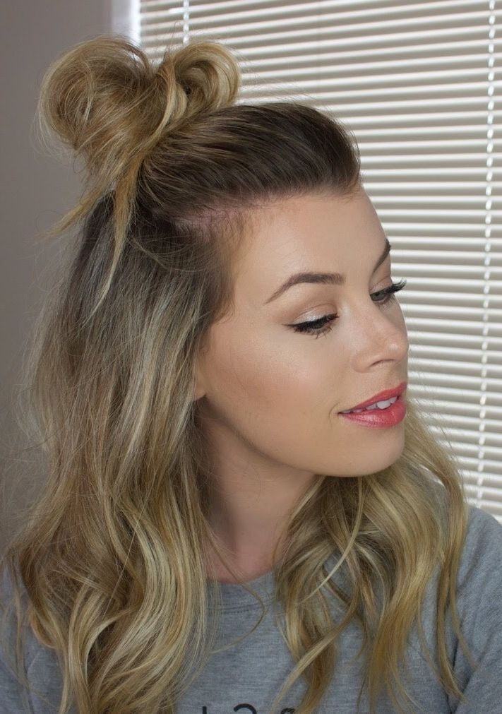 Half Up Messy Bun – Youtube Throughout Messy Half Ponytail Hairstyles (View 7 of 25)
