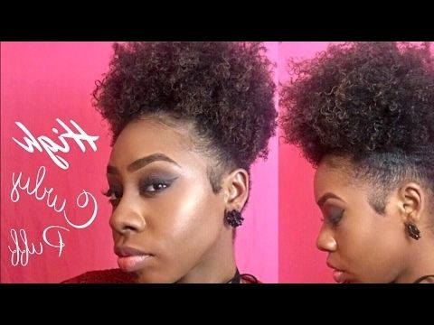 High Curly Hair Ponytail Puff | Short Natural Hair | Iamtravia – Youtube Intended For High Curled Do Ponytail Hairstyles For Dark Hair (View 24 of 25)