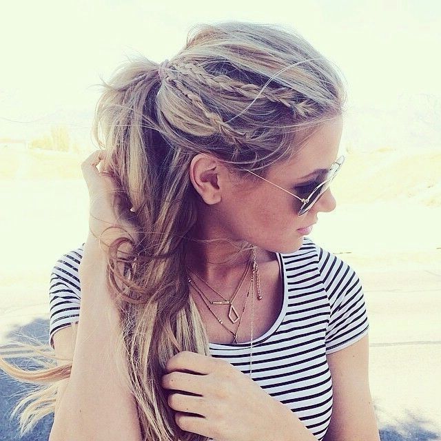 High Ponytail With Side Accent Braids | Hair @ Makeup | Pinterest Throughout Pony Hairstyles With Accent Braids (View 1 of 25)