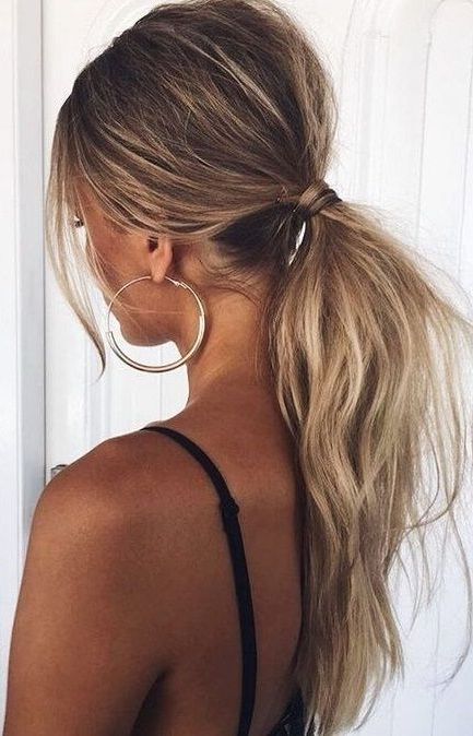 Hoop Earrings. Ponytail | S??l? | Pinterest | Ponytail, Ponytail With High And Glossy Brown Blonde Pony Hairstyles (Photo 9 of 25)