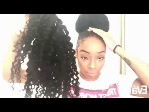 How To Create A Pretty Bun & Evawigs Kinky Curly Virgin Hair In High Top Ponytail Hairstyles With Wavy Extensions (View 16 of 25)