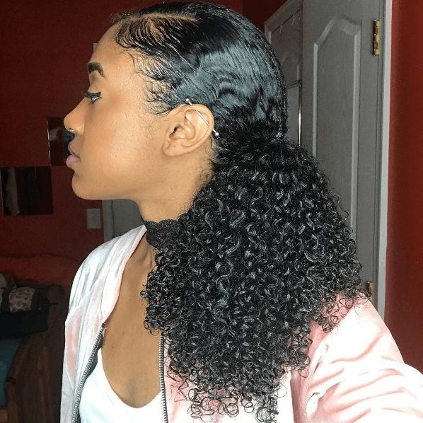 How To Get A Super Sleek Ponytail | Curly Hairstyles For Black Women Inside Asymmetrical Curly Ponytail Hairstyles (Photo 13 of 25)