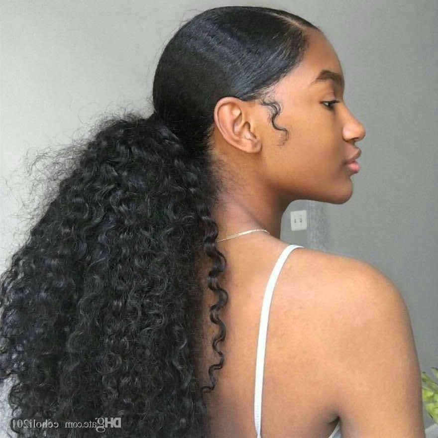 Human Hair Ponytail European Kinky Curly Hair Extensions 120gram Pertaining To Curly Pony Hairstyles For Ultra Long Hair (View 17 of 25)