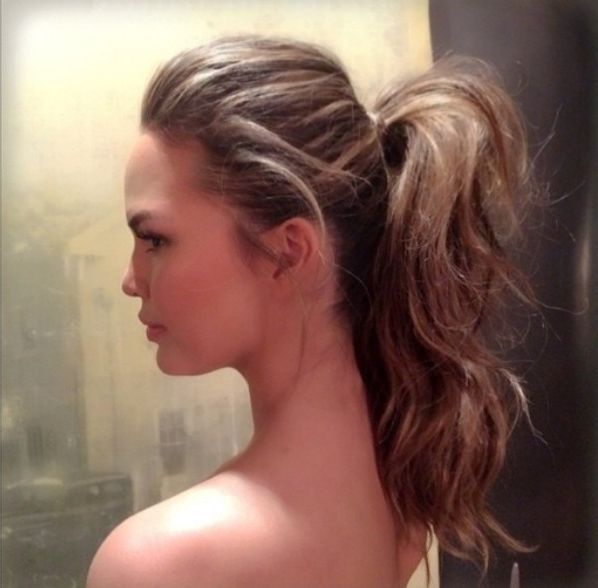 Learn How To Update Your High Ponytail Like Chrissy Teigen | Stylecaster Throughout High Voluminous Ponytail Hairstyles (View 6 of 25)