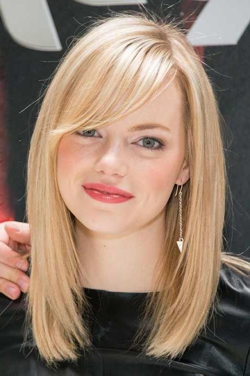 Long Bob With Bang … | Hairstyles | Pinterest | Long Bob, Bangs And Bobs For Blonde Lob Hairstyles With Sweeping Bangs (View 1 of 25)