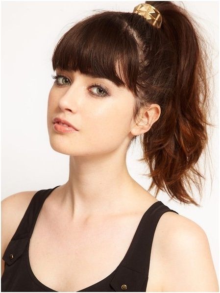 Long, Ponytail Hairstyles With Bangs: Cute Hair Styles – Popular For High Messy Pony Hairstyles With Long Bangs (View 24 of 25)
