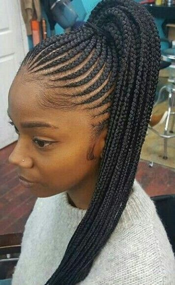 Pin???shii Phillips??? On # Natural Hair? | Protective Regarding High Ponytail Hairstyles With Jumbo Cornrows (View 3 of 25)