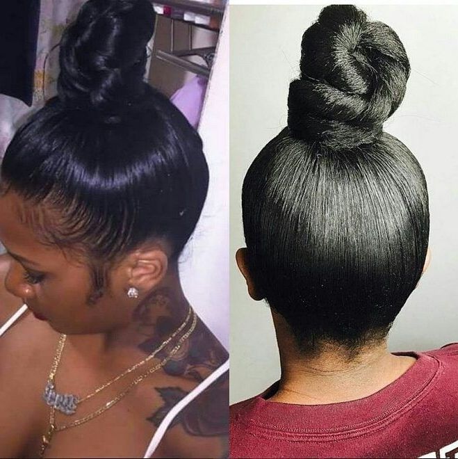 Pinlove Nicole On Buns | Pinterest | High Bun, Black Hair And Pertaining To High Black Pony Hairstyles For Relaxed Hair (View 15 of 25)