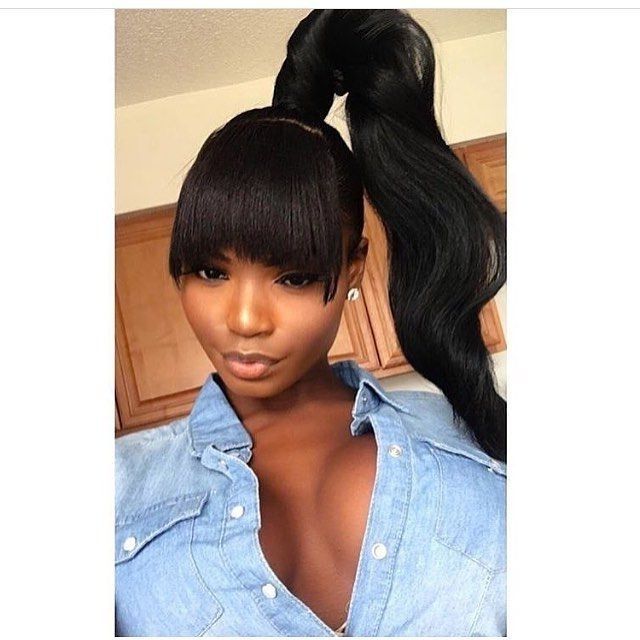 Pinshicaira Campbell On Hair | Pinterest | Ponytail, Black Girls In High Pony Hairstyles With Contrasting Bangs (Photo 5 of 25)
