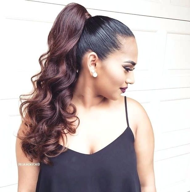 Ponytail Hairstyle Elegant Curly High Ponytail For Long Hair Throughout High Top Ponytail Hairstyles With Wavy Extensions (View 23 of 25)