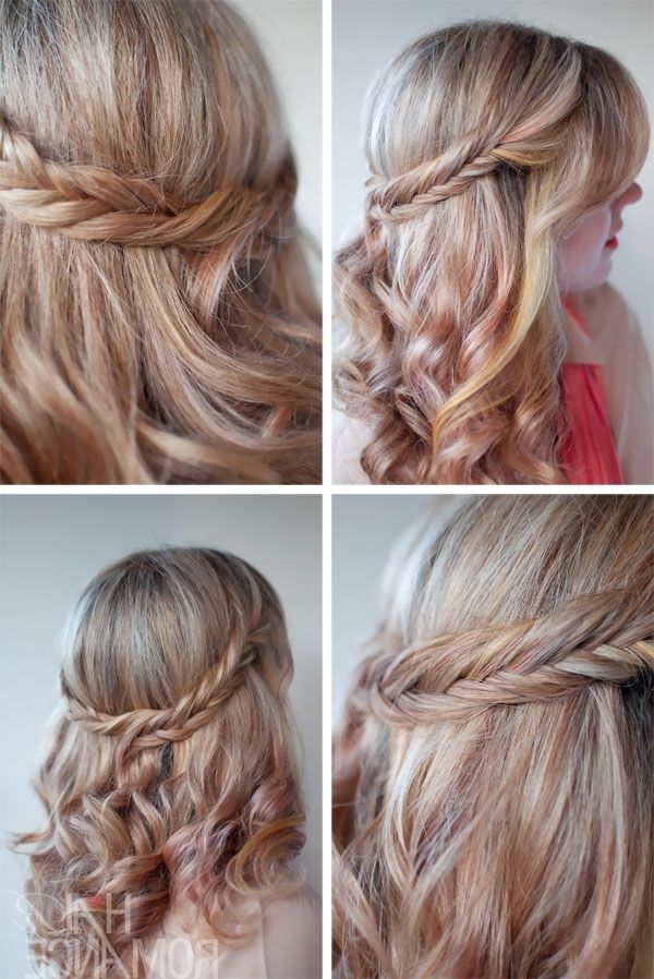 Romantic Soft Curly Fishtail Half Crown Hairstyle For Wedding Regarding Romantic Half Pony Hairstyles (View 11 of 25)