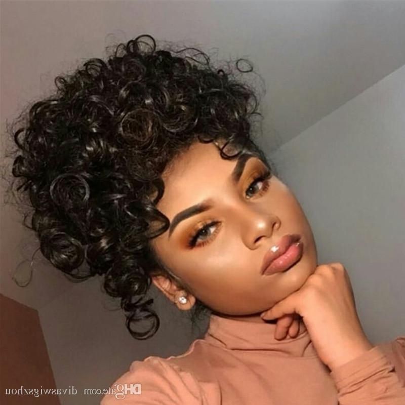 Short Human Hair Ponytail 10 16Inch Clip In High Afro Kinky Curly Throughout High Top Ponytail Hairstyles With Wavy Extensions (View 3 of 25)