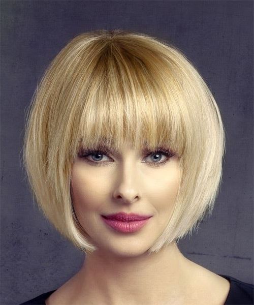 Short Straight Formal Bob Hairstyle With Layered Bangs – Light Honey With Regard To Short Blonde Bob Hairstyles With Layers (View 21 of 25)