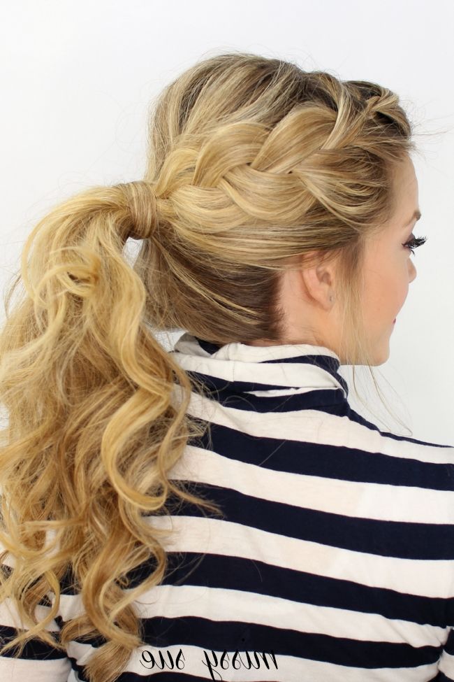 Side French Braid Ponytail Regarding Side Pony Hairstyles With Fishbraids And Long Bangs (View 4 of 25)