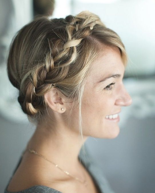 Simple Braided Crown Hairstyle Tutorial: Cute And Easy Hairstyles Pertaining To Ponytail Hairstyles With A Braided Element (Photo 25 of 25)