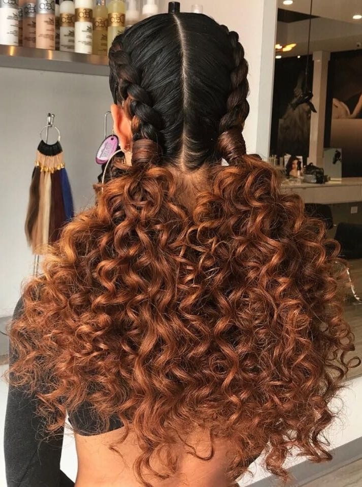 Two Braids To Two Curly Ponytails | Hair Skin And Nails | Pinterest In Neat Ponytail Hairstyles With Voluminous Curls (View 12 of 25)