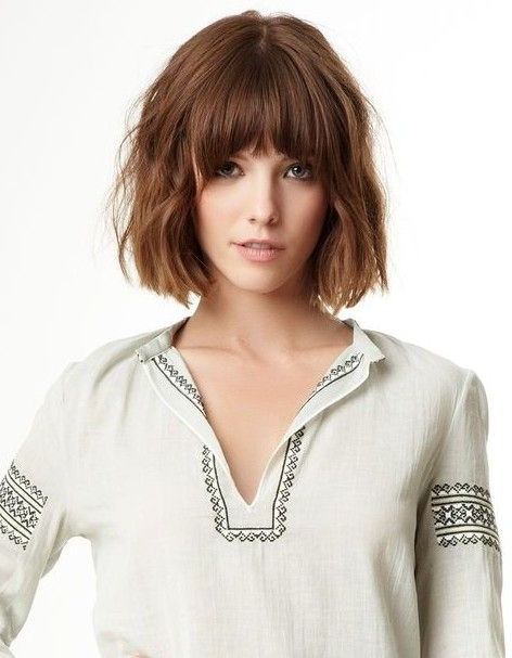 10+ Best Short Haircuts With Bangs Ideas | Pinterest | Curly Bob In Tousled Wavy Bob Haircuts (View 25 of 25)