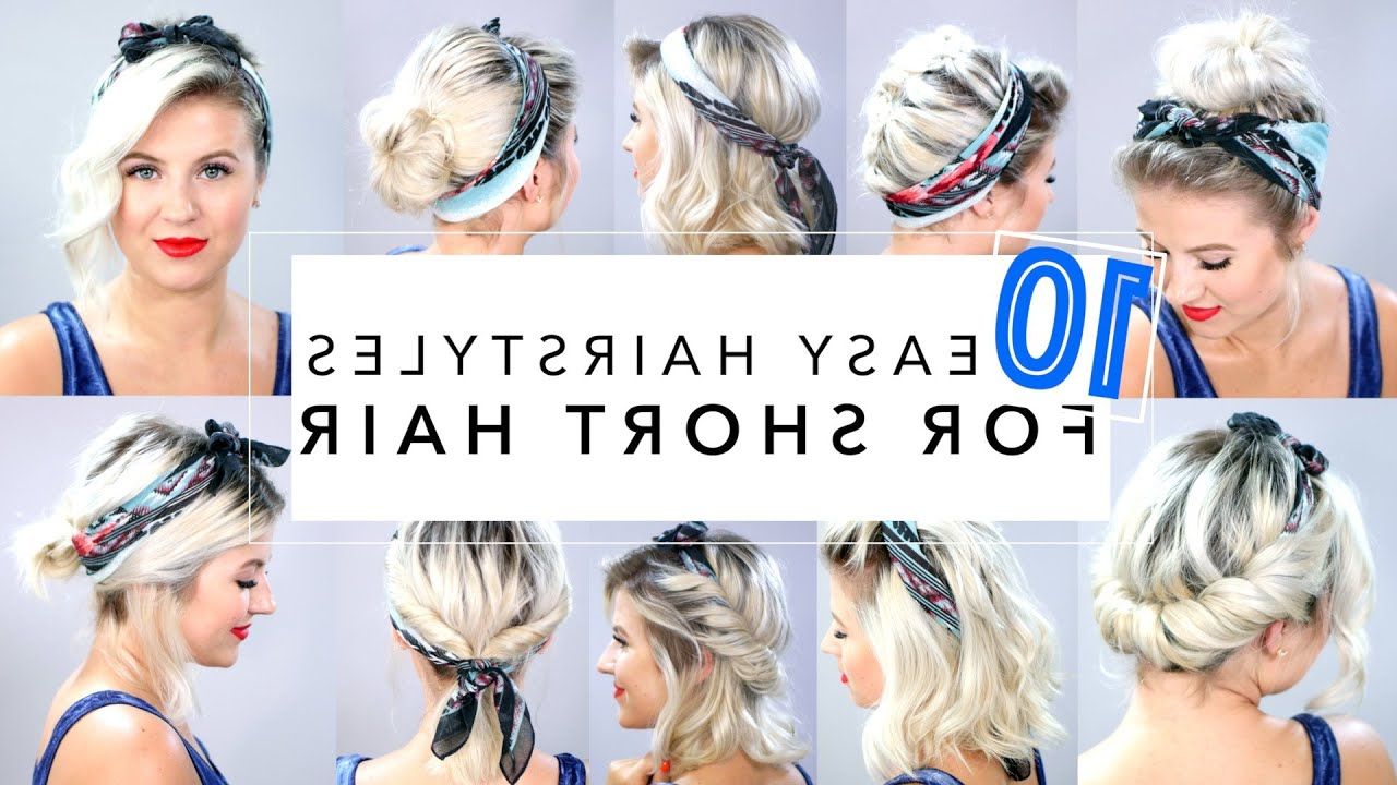 10 Easy Hairstyles For Short Hair With Headband | Milabu – Youtube For Short Hairstyles With Bandanas (Photo 6 of 25)